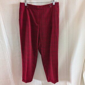 Soho Apparel Houndstooth Pull-on Pants Red and Black Trousers Size Medium Retro